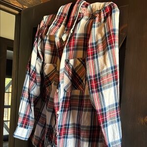 Men's Plaid Shirt - Red, Blue, White
